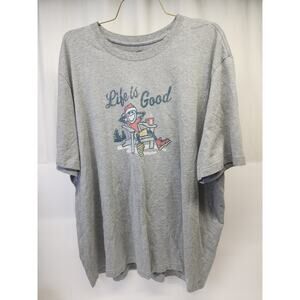 Life is Good Tshirt 3xl Gray Holiday Chilling Santa Christmas Tee